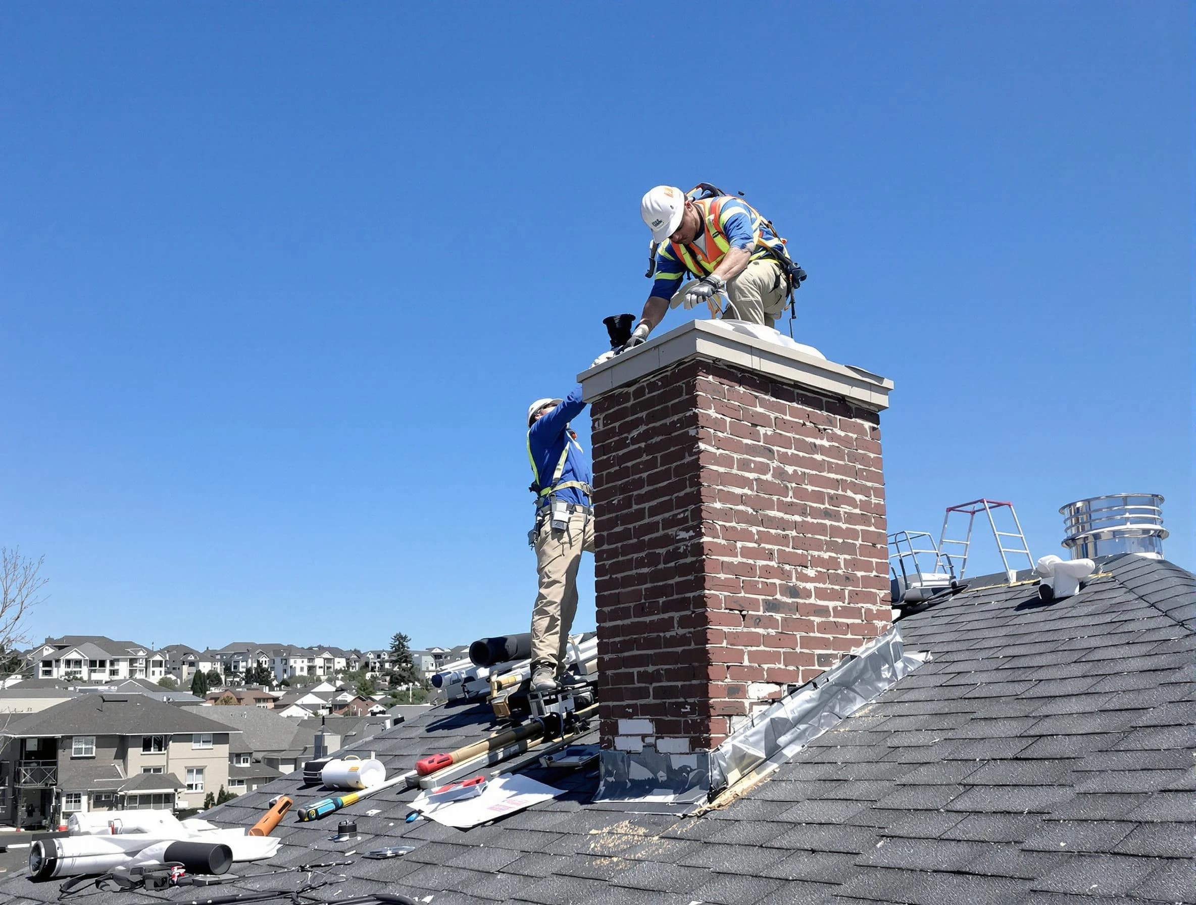 Federal Heights Chimney Sweep repairing a chimney crown in Federal Heights, CO