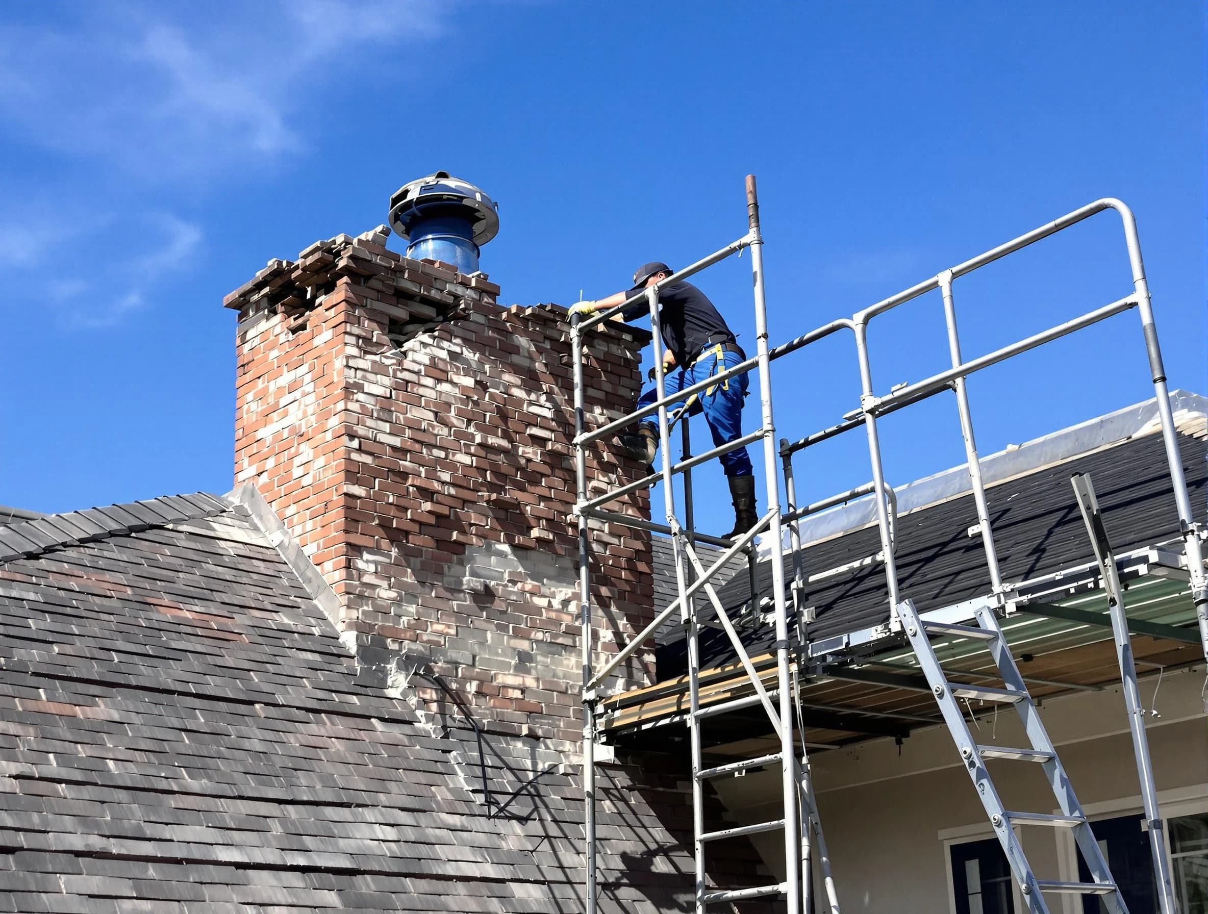 Rebuilding a chimney structure by Federal Heights Chimney Sweep in Federal Heights, CO