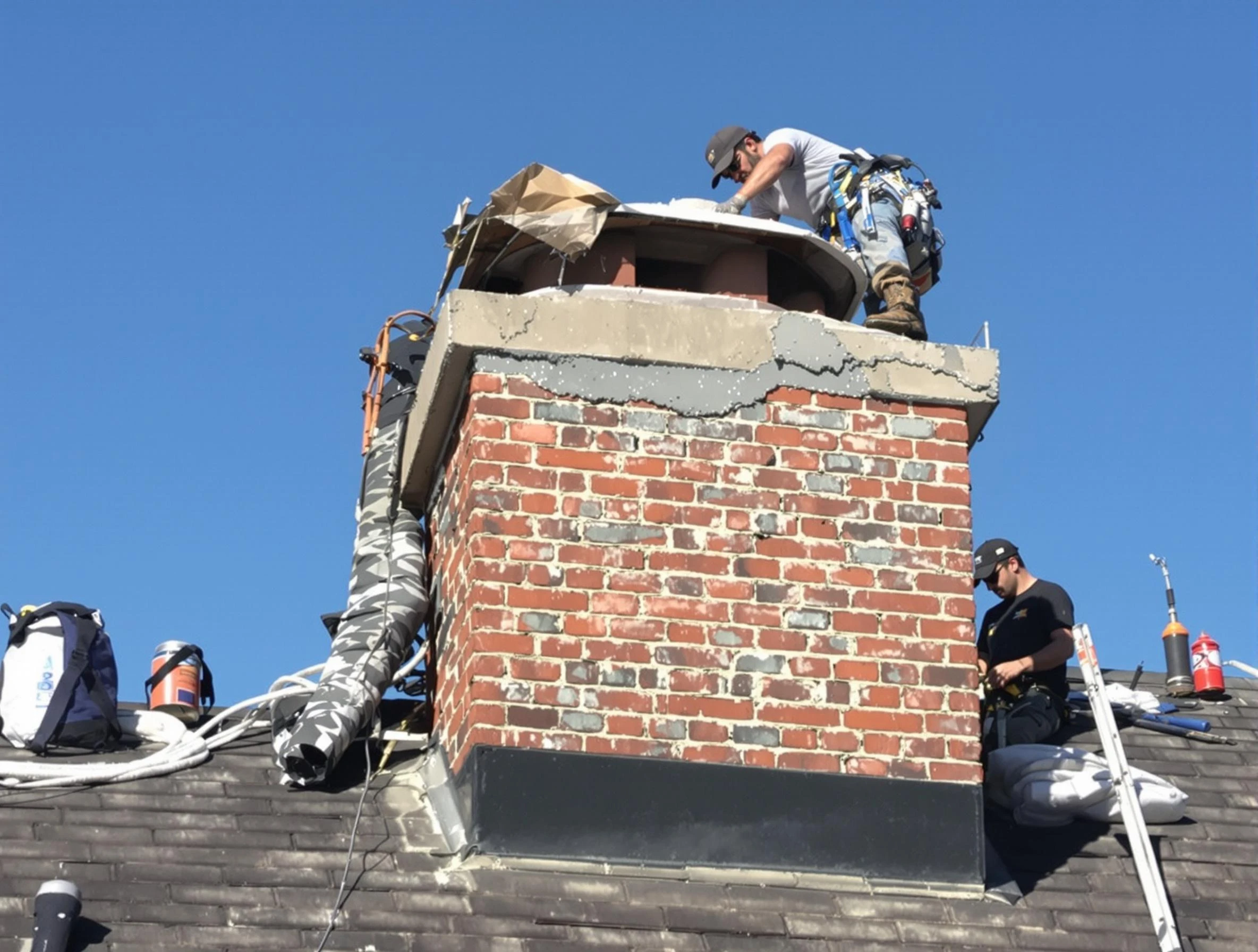 Federal Heights Chimney Sweep installing a custom chimney crown in Federal Heights, CO