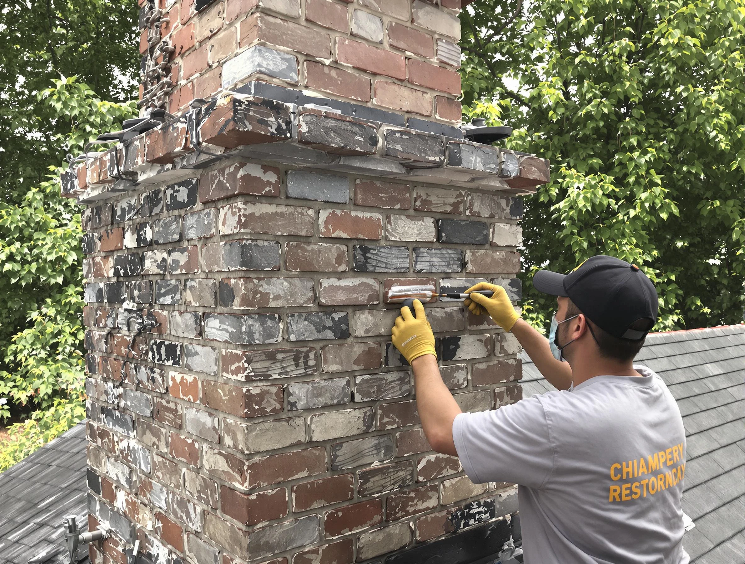 In-progress chimney restoration by Federal Heights Chimney Sweep in Federal Heights, CO